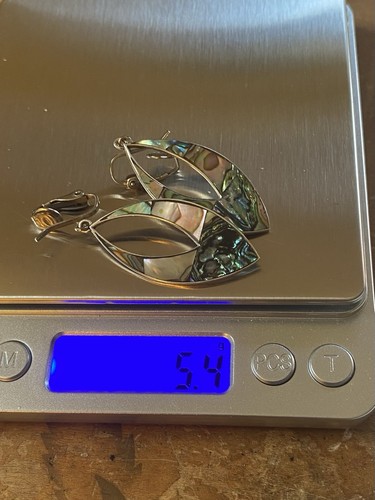 Vintage 925 Sterling Clip On Earrings w/Abalone Inlay 5.4g. Marked TR-109 Mexico - Picture 4 of 6