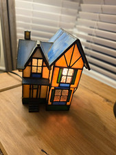 Tiffany Style Stained Glass House Table Lamp LED, Multicolour, Switch