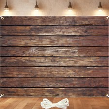 86ft Rustic Wood Fabric Photography Backdrop Wall Background With Ribbon Prop