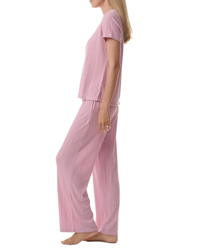 Tommy Hilfiger Mujer 2 Piezas Conjunto de pijama acanalado manga corta - Breezy Orc - S Foto 4 de 4