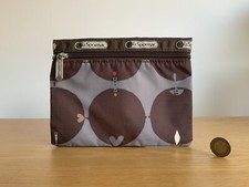 Genuine Lesportsac Makeup /cosmetic Bag In Brown Circle Print (From America)
