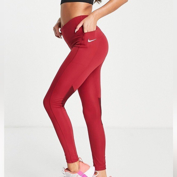 Sports Leggings Rote Nike Leggings Nike Women's Dri-FIT Run