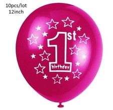 1st Birthday Balloons Set Pink Stars Latex