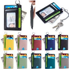 RFID Blocking Keychain Wallet Slim Leather Front Pocket Credit Card Holder Purse