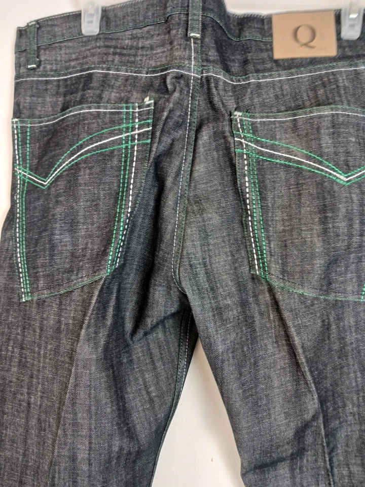 Q BY QRUEL Verde/Blanco BOLSILLO BORDADO NEGRO VAQUERO HOMBRE TALLA 38X32 Foto 4 de 4