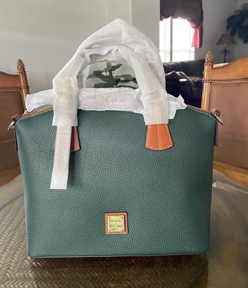 Dooney & Bourke ~Forest~ Green Pebble Grain Leather Trina Satchel Bag NWT