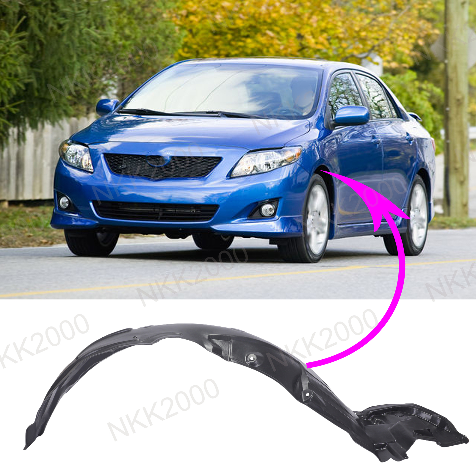 2009-2010 Toyota Corolla Front Driver Side Fender Liner TO1248149 Replacement