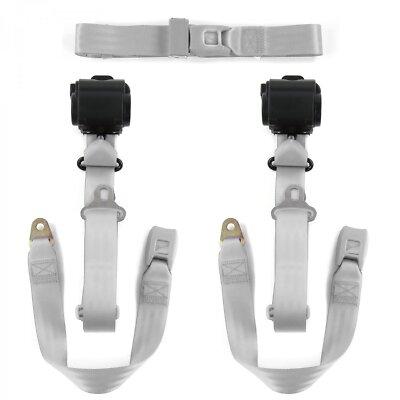 Ford Maverick 1971-1977 Standard 3pt Gray/Grey Retractable Bench Seat Belt Kit -