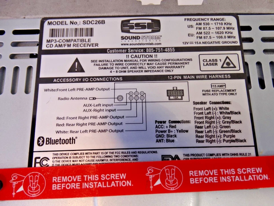 SOUND STORM SDC26B Reproductor de CD estéreo para automóvil en tablero Bluetooth AUX USB, 50W X 4 canales Foto 4 de 4