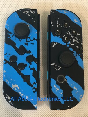Nintendo Switch Custom Joycons Blue Splash Joy-Con SET Controller Joy Con Soft