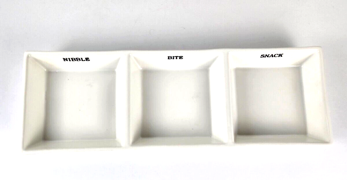 White Stoneware Nibble Bite Snack Tidbit Tray Primitives by Kathy