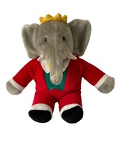 Gund Babar the Elephant 14" Stuffed Plush 1988 Macy's Holiday Red Suit VGUC Vtg