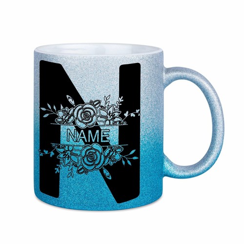Glitzer Tasse beidseitig mit Namen / 6 verschiedene Farben / Namenstasse / Blume - Bild 8 von 18