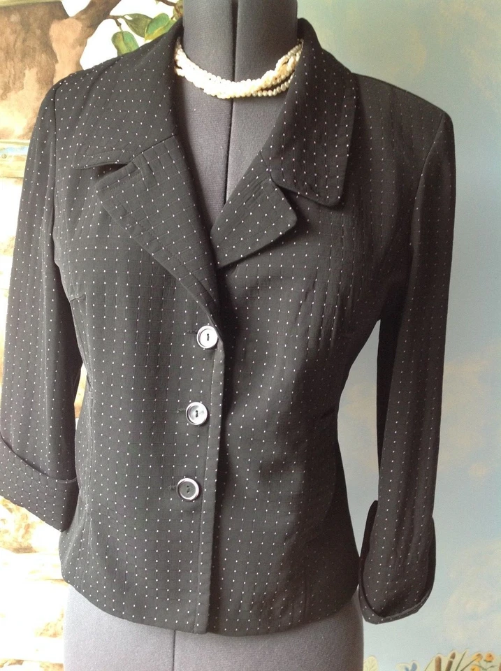 Traje Chaqueta Blazer Moda Bug Para Mujer Lunares Negro y Púrpura Talla Pequeña Foto 2 de 4
