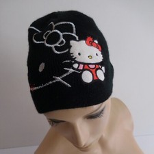 Bonnet HELLO KITTY vintage 2010 SANRIO noir gris blanc rouge SUN CITY N6005