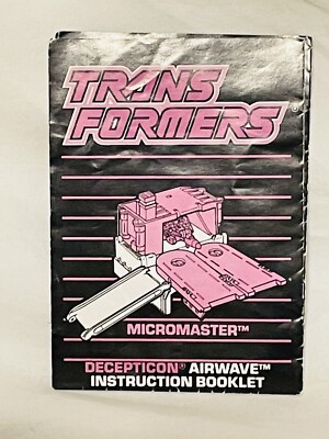 Airwave Instructions Micromasters 1989 Hasbro G1 Transformers Instruction Manual