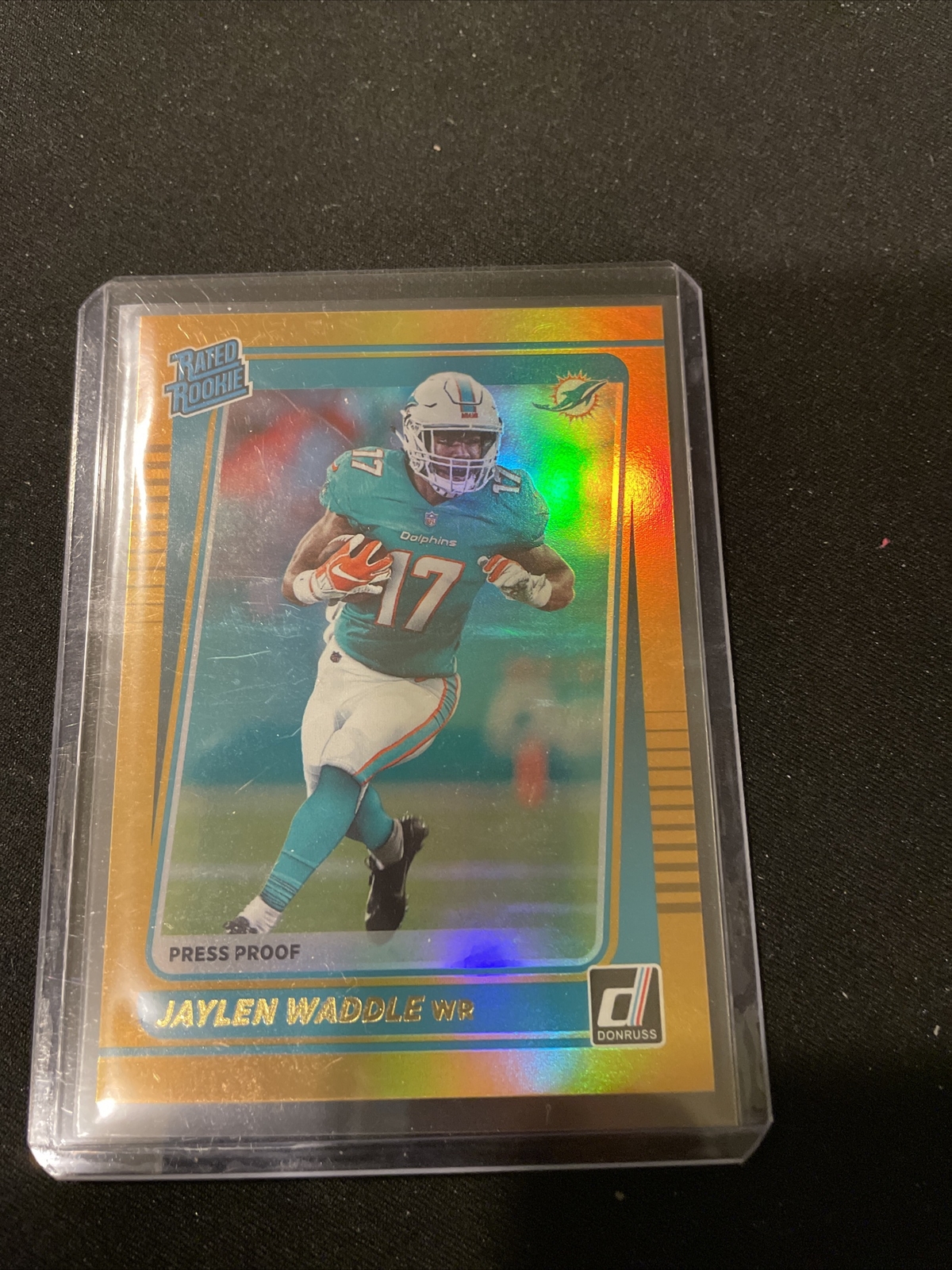 🔥Jaylen Waddle RC 2021 Donruss GOLD Press Proof Premium Dolphins Rookie🏈⭐️