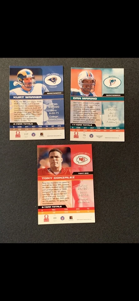 *2000 Pacific Omega Football Singles Complete Your Set PICK YOUR CARD*  - Image 2 of 2