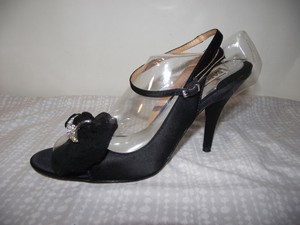 black satin shoes with rhinestones