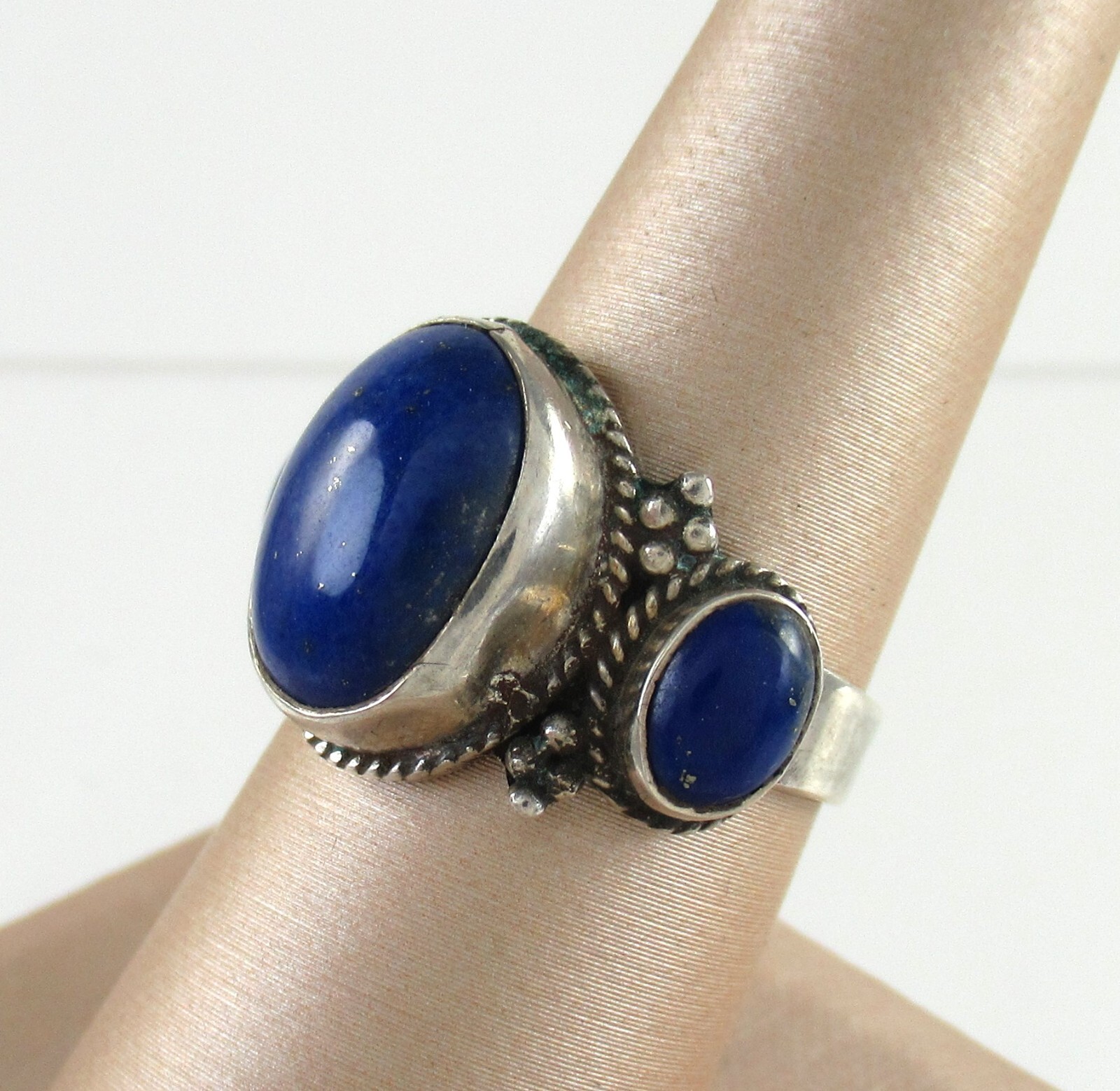 .925 Sterling Silver Statement Ring Lapis Lazuli … - image 2
