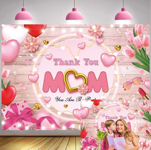 Happy Mother'S Day Backdrop Pink Flowers Mothers Day Photography Background I Lo
