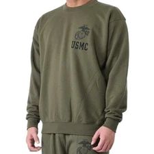 USMC PT Sweatshirt - Marine Corps Issue - Military OD Green - Made in USA - NEW