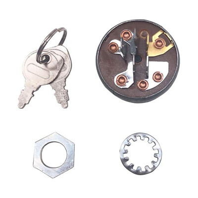 Lawn Tractor Universal Ignition Key Switch 5 Spade 3 Position 5/8'' Mounting Hole