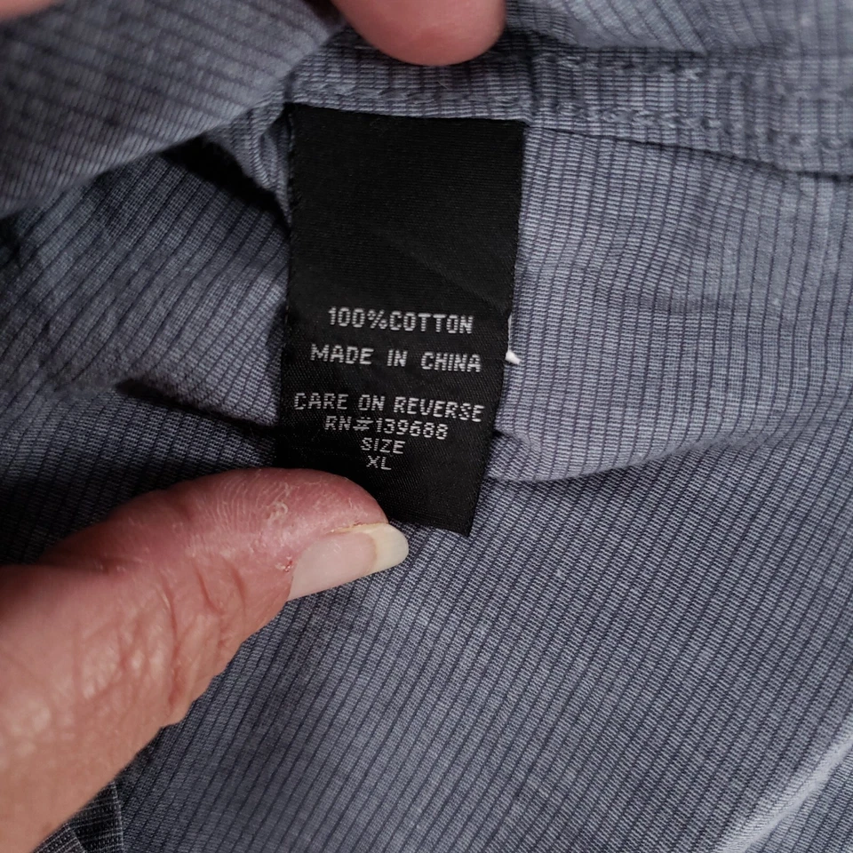 Ocean Current Shirt Mens XL Cas Button-Up Blue/Grey Pockets Long Sleeves Cotton - Image 4 of 4