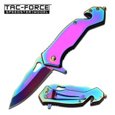 Tac-Force Assisted Opening Rainbow Folder Rescue Knife TF-903RB Free Shipping.