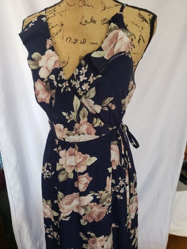 LADIES MAXI DRESS MEDIUM BLUE FLORAL | eBay