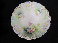 ANTIQUE  R. S.  PRUSSIA  10 1/2" BOWL  -   CHRYSANTHEMUM  PATTERN 