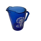 Shirley Temple Cobalt Blue Glass Milk Pitcher 4 1/2 Inches Tall Vintage Nice