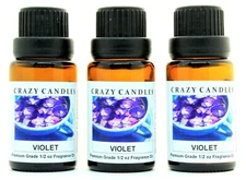 3 Violet 1/2oz Premium Grade Scented Fragrance Oil Crazy Candles