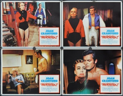 Berserk 1967 Original 11X14 Mint Lobby Set Joan Crawford Ty Hardin Diana Dors