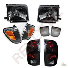 Black Headlights Front Signal Lights Tail Lights For 98-00 Toyota Tacoma 4wd