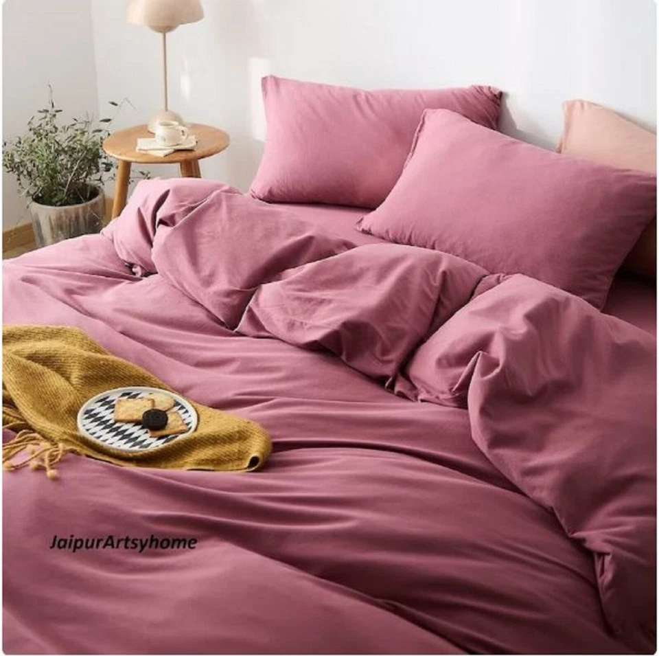 Red Violet color cotton bedding set in Twin Full Queen King duvet cover sets - Image 2 of 4