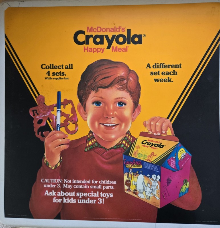 1986 McDonald's "Crayola Happy Meal" Translite sign 21.75" Advertising Display 