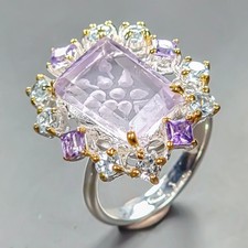 Anello gioiello 10 ct+ ametista naturale argento sterling 925 misura 7/R449622