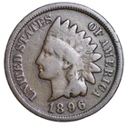 1896 Indian Head Cent Good - Very Good Condition Average Circulated Copper Penny