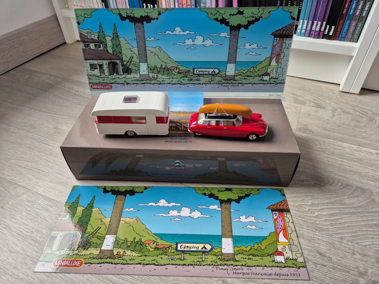 Citroën DS19 miniature avec attelage caravane de la Route Nationale 7 en version Autorama