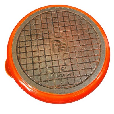 VTG 5 QT DESCOWARE  Belgium C Waffle Bottom Orange Flame Dutch Oven & Lid