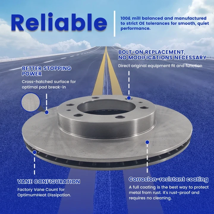 Front Premium Replacement Brake Rotors for Ford F-350 Super Duty 2005 - 2012 - Imagem 3 de 4