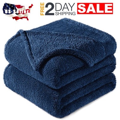 Cobijas Calientes 90x90 Queen De Franela Polar Azul Marino Para Invierno Cama
