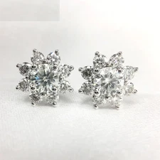 Stud Earrings 14K White Gold Finish 1.50Ct Lab Created Round Cut Diamond