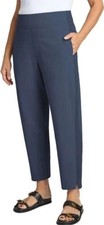 NWT Kirkland Women's M Blue Ankle Pants Stretched Pull on Rib Panel C0515