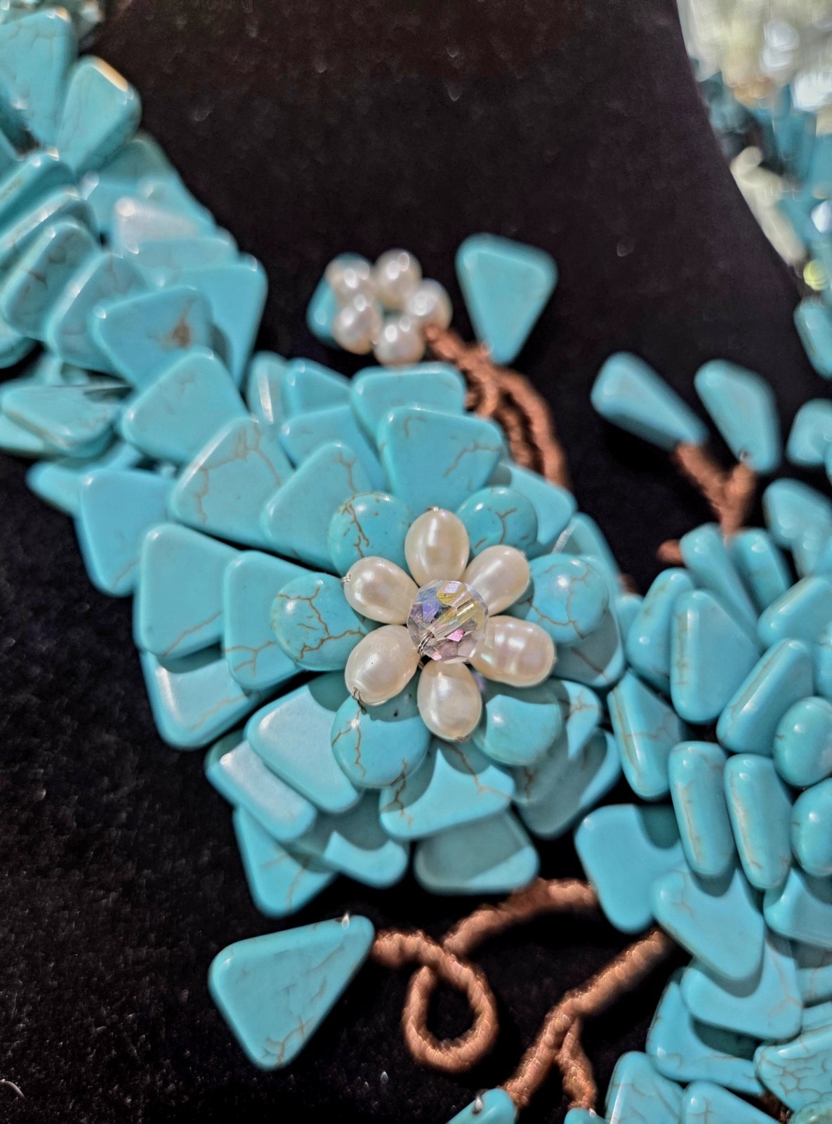 AeraVida Dramatic Floral Simulated Turquoise Stat… - image 4