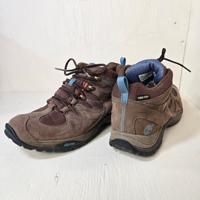 Timberland Gore-Tex Vibram Waterproof Hiking Boots Women's Size 8.5M Brown Blue