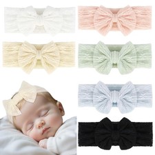 Baby Headbands Soft Nylon Baby Girl Bows 6Pcs Stretchy Knot Hairbands with Bo...