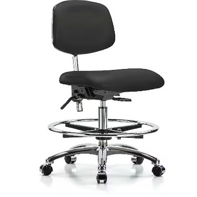 Clean Room Chair Ergonomic Chair, No Arms, 21-1/2'' To 29'' Height, Vinyl, Black,