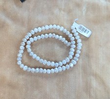 White Natural Freshwater Ringed Rice Pearl Beads, 4mm Cultured Bead Strand, 11"